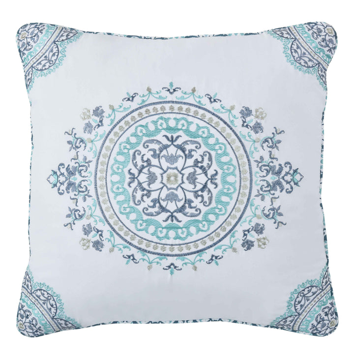 Afton Blue Square Decorative Throw Pillow 16" x 16" Throw Pillows By J. Queen New York