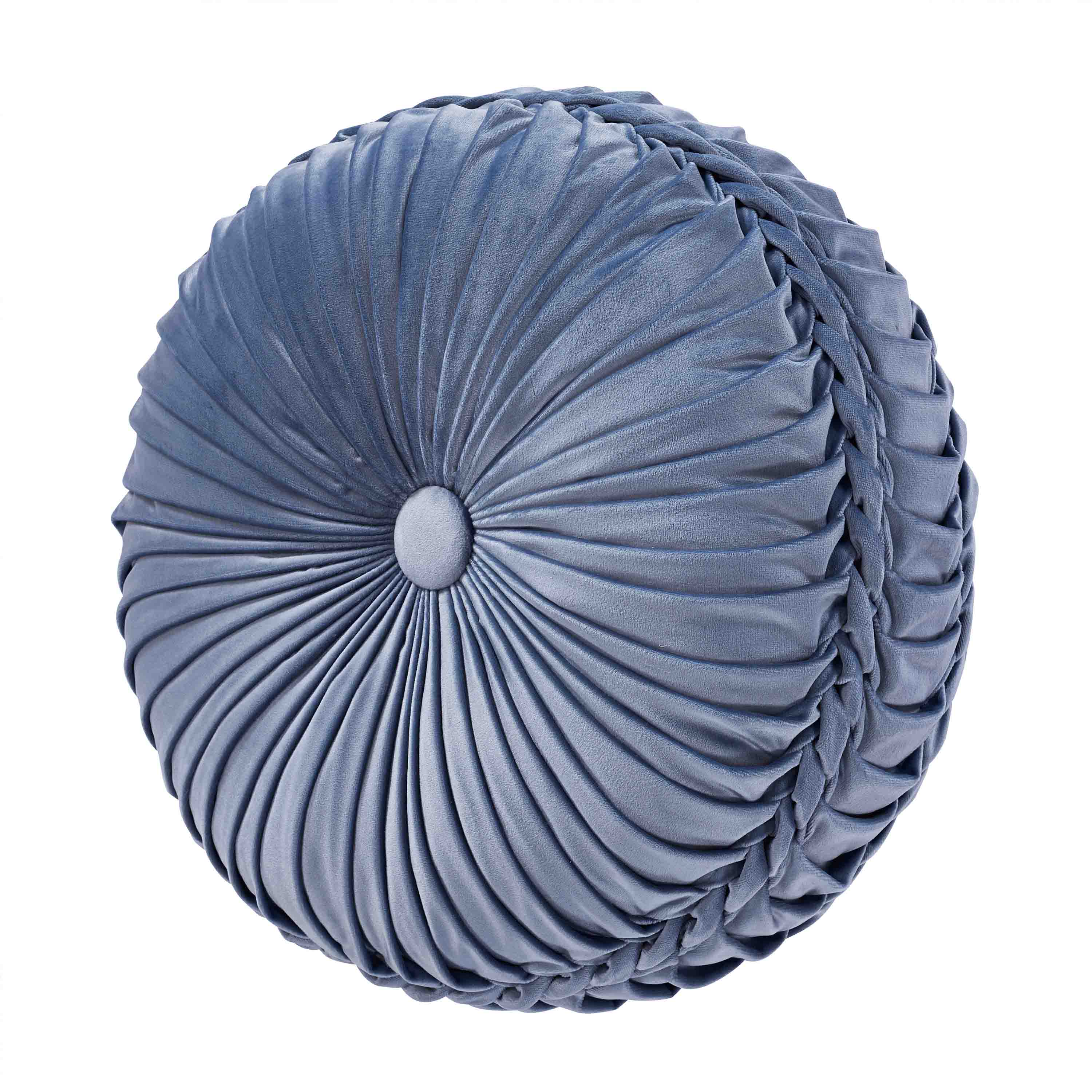 J Queen Alexis Powder Blue Tufted Round Decorative Throw Pillow