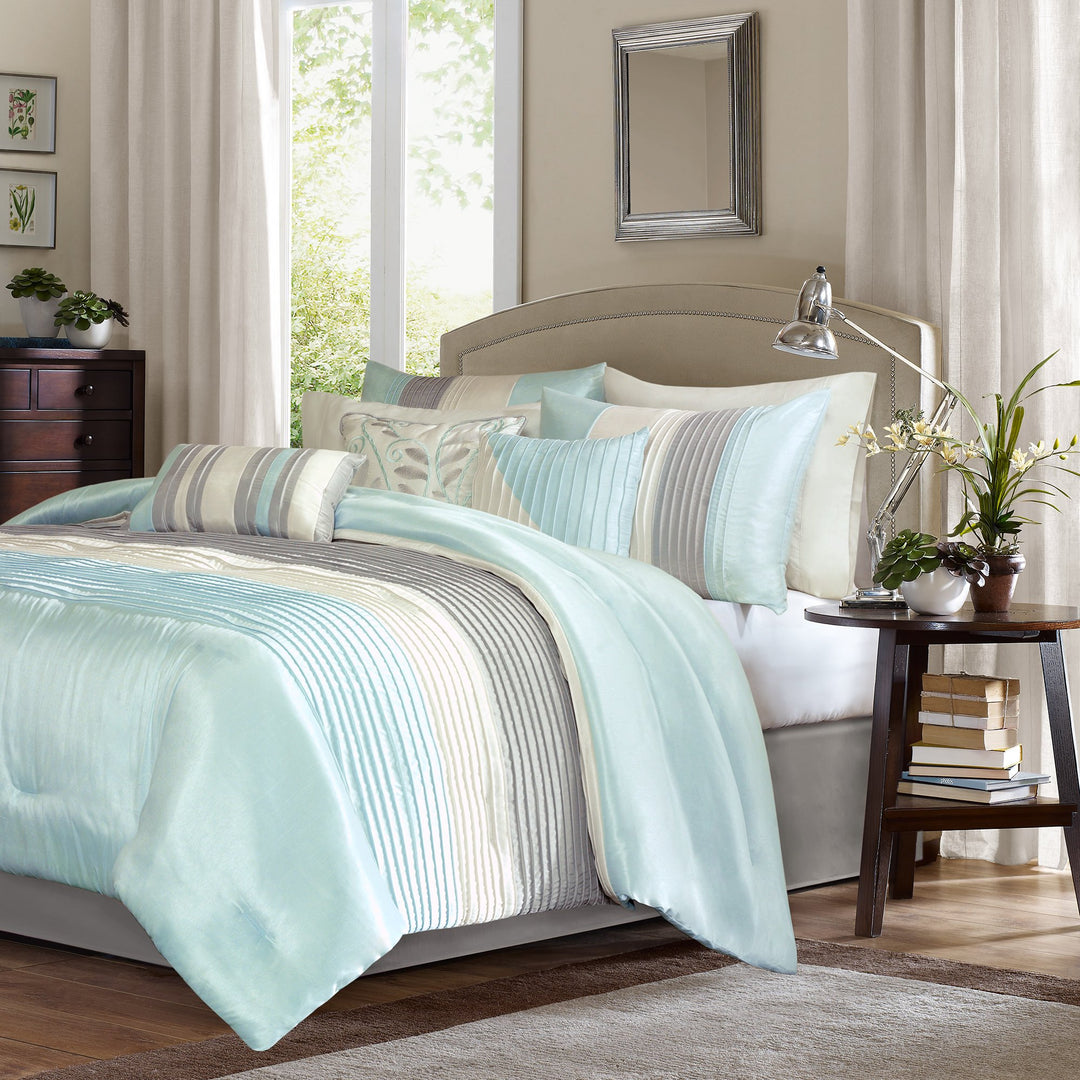 Amherst Aqua 7-Piece Comforter Set Comforter Sets By JLA HOME/Olliix (E & E Co., Ltd)