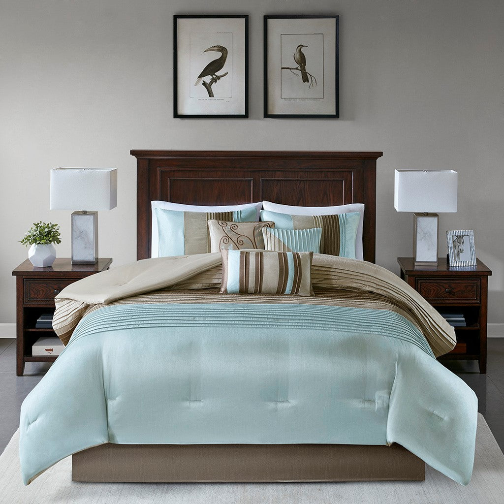 Amherst Blue 7-Piece Comforter Set Comforter Sets By JLA HOME/Olliix (E & E Co., Ltd)