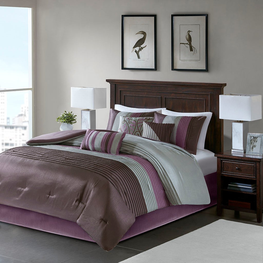 Amherst Purple 7-Piece Comforter Set Comforter Sets By JLA HOME/Olliix (E & E Co., Ltd)