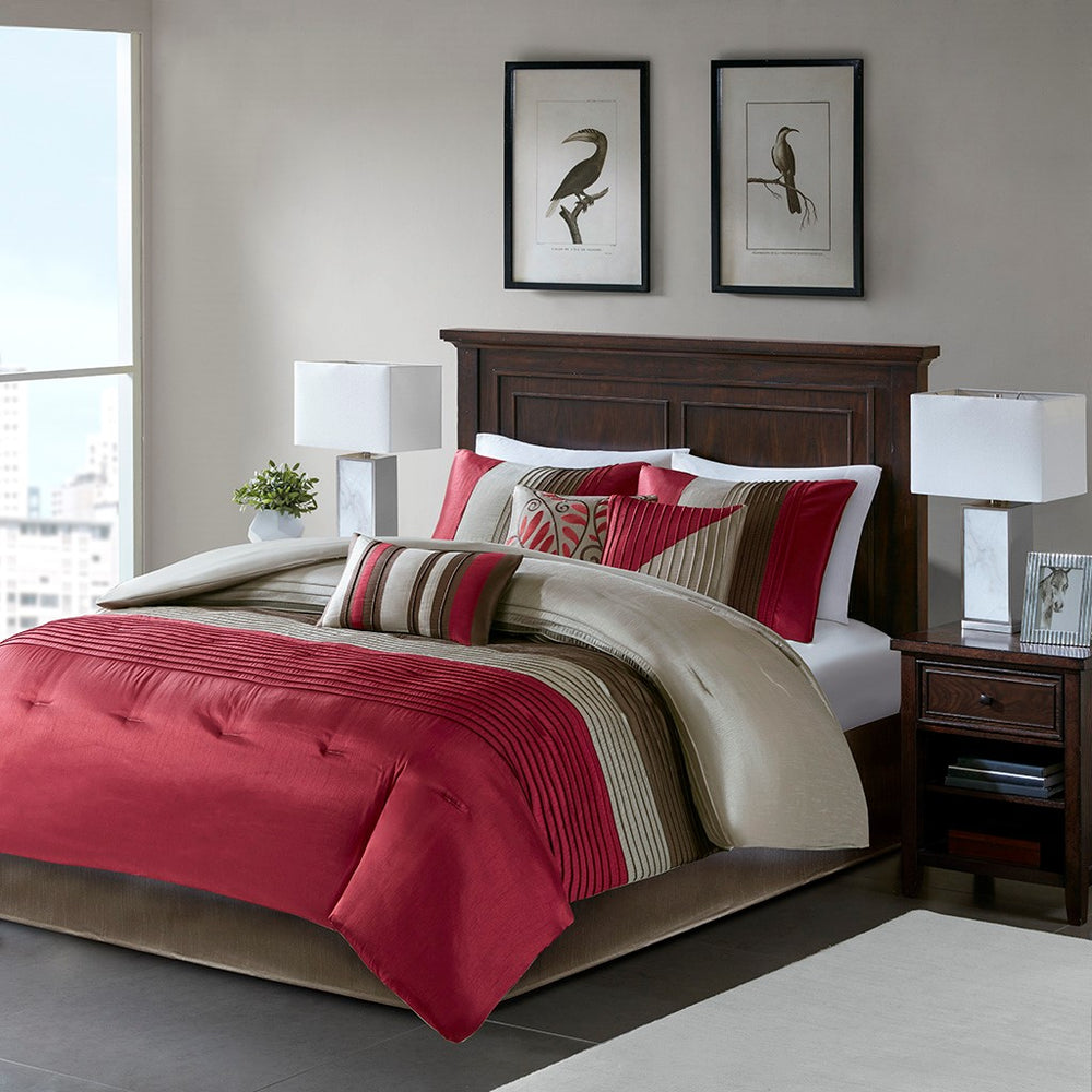 Amherst Red 7-Piece Comforter Set Comforter Sets By JLA HOME/Olliix (E & E Co., Ltd)