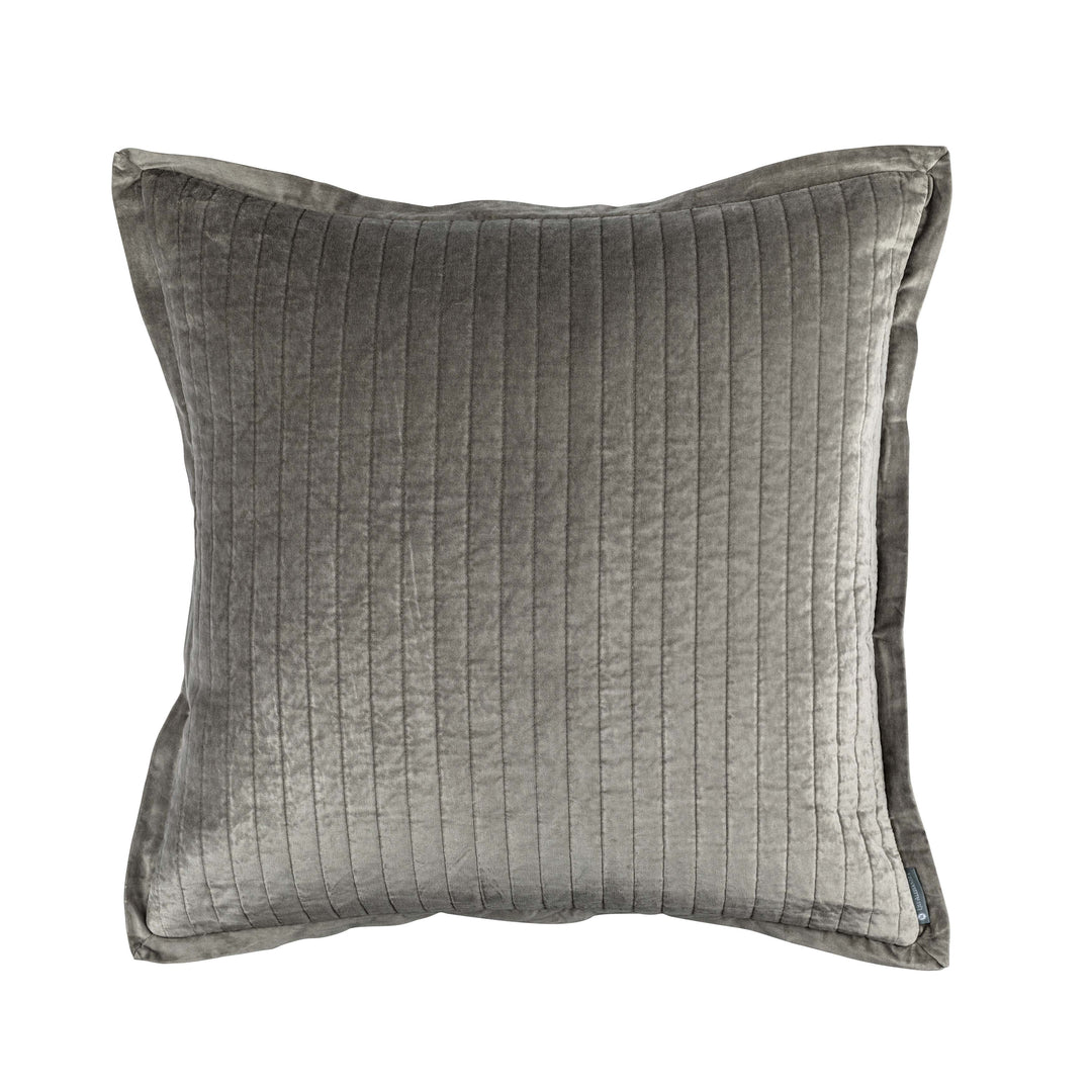 Aria Light Grey Matte Velvet Quilted Euro Pillow Throw Pillows By Lili Alessandra