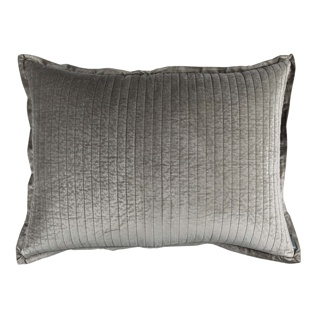 Aria Light Grey Matte Velvet Quilted Luxe Euro Pillow Throw Pillows By Lili Alessandra