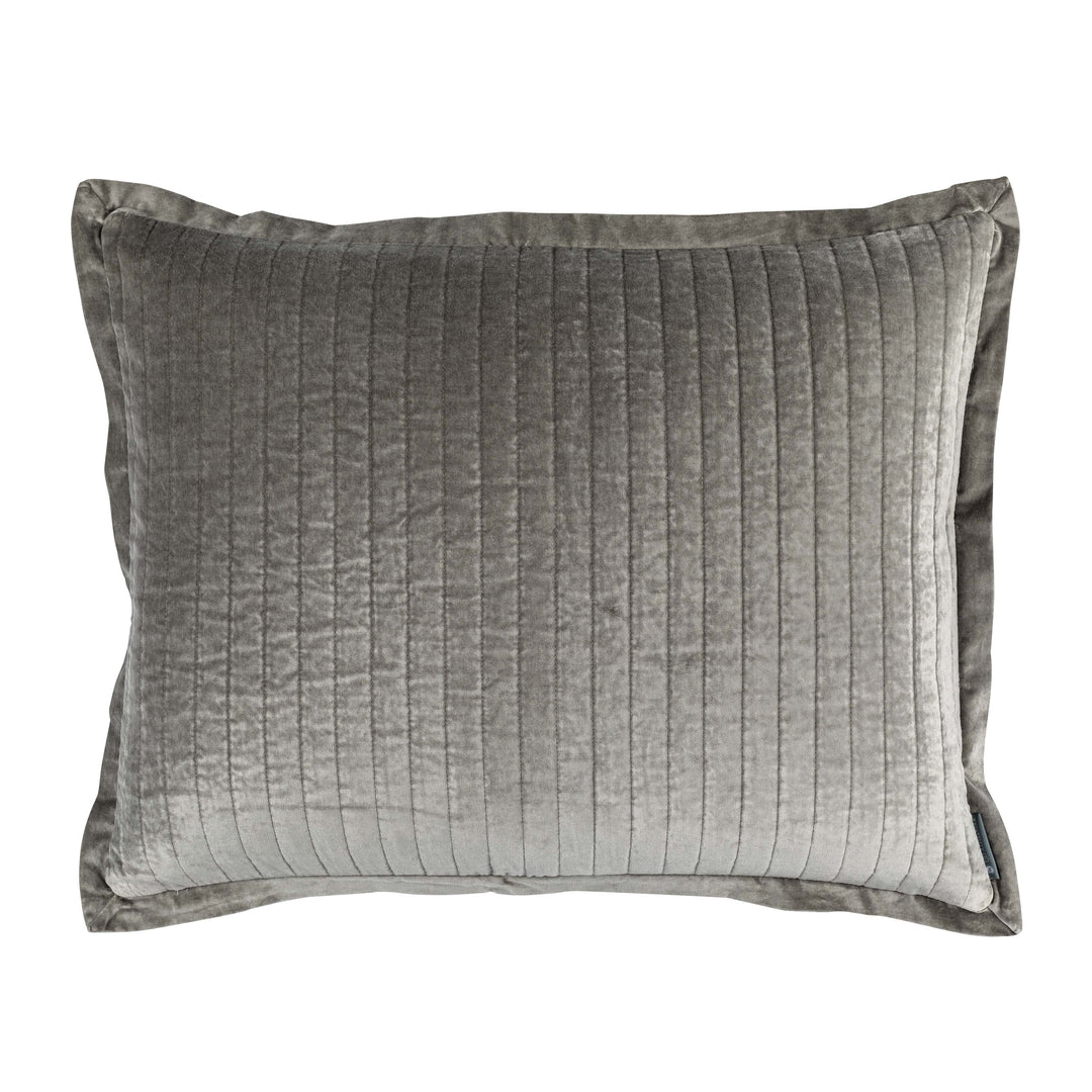 Aria Light Grey Matte Velvet Quilted Pillow Throw Pillows By Lili Alessandra