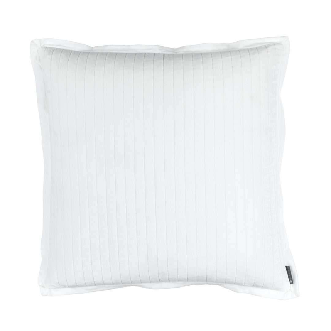 Aria White Matte Velvet Quilted Euro Pillow Throw Pillows By Lili Alessandra