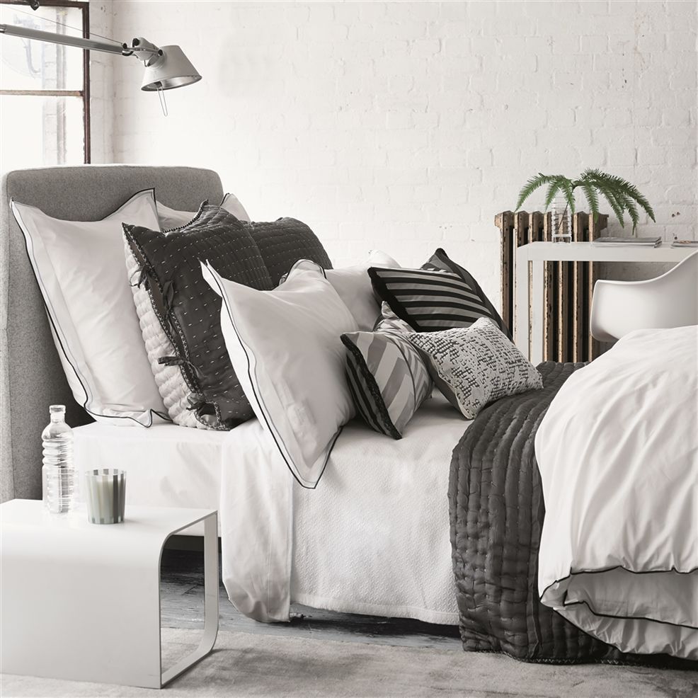 Astor Charcoal and Dove Duvet Cover Duvet Covers By Designers Guild