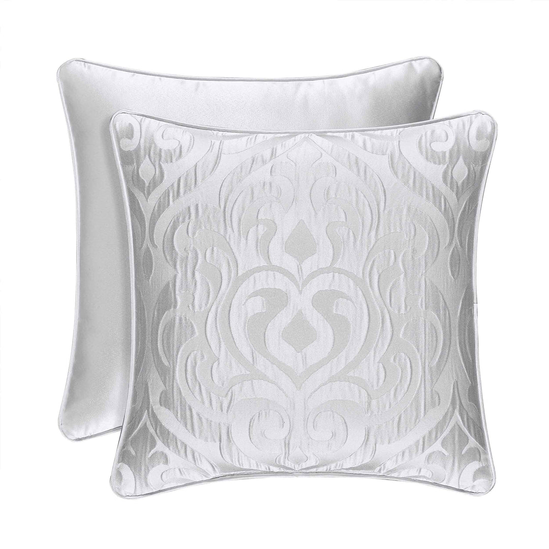 Astoria White Square Decorative Throw Pillow 18" x 18" By J Queen Throw Pillows By J. Queen New York