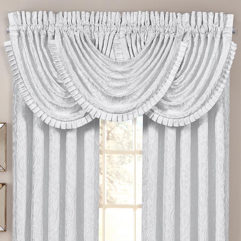 Astoria White Waterfall Window Valance By J Queen Window Valances By J. Queen New York