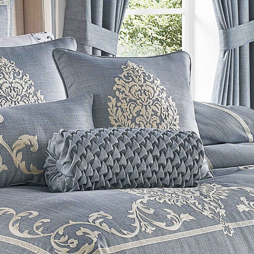 Aurora Blue Neckroll Pillow 17" x 7" By J Queen Throw Pillows By J. Queen New York