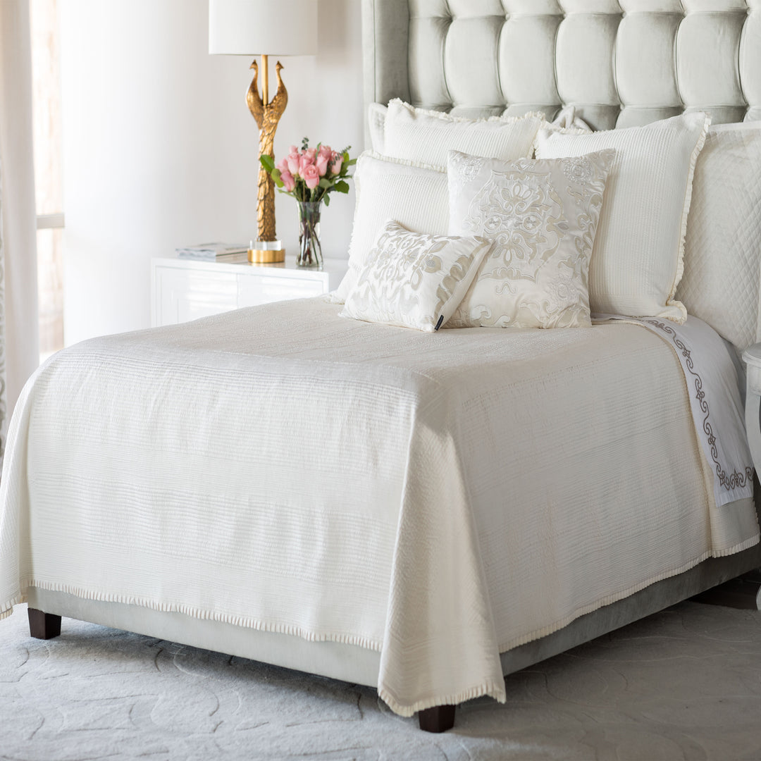Battersea Ivory S&S Quilted Bedspread Bedspread Set By Lili Alessandra