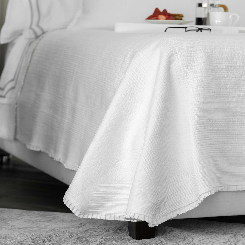 Battersea White Cotton Quilted Coverlet Coverlet By Lili Alessandra