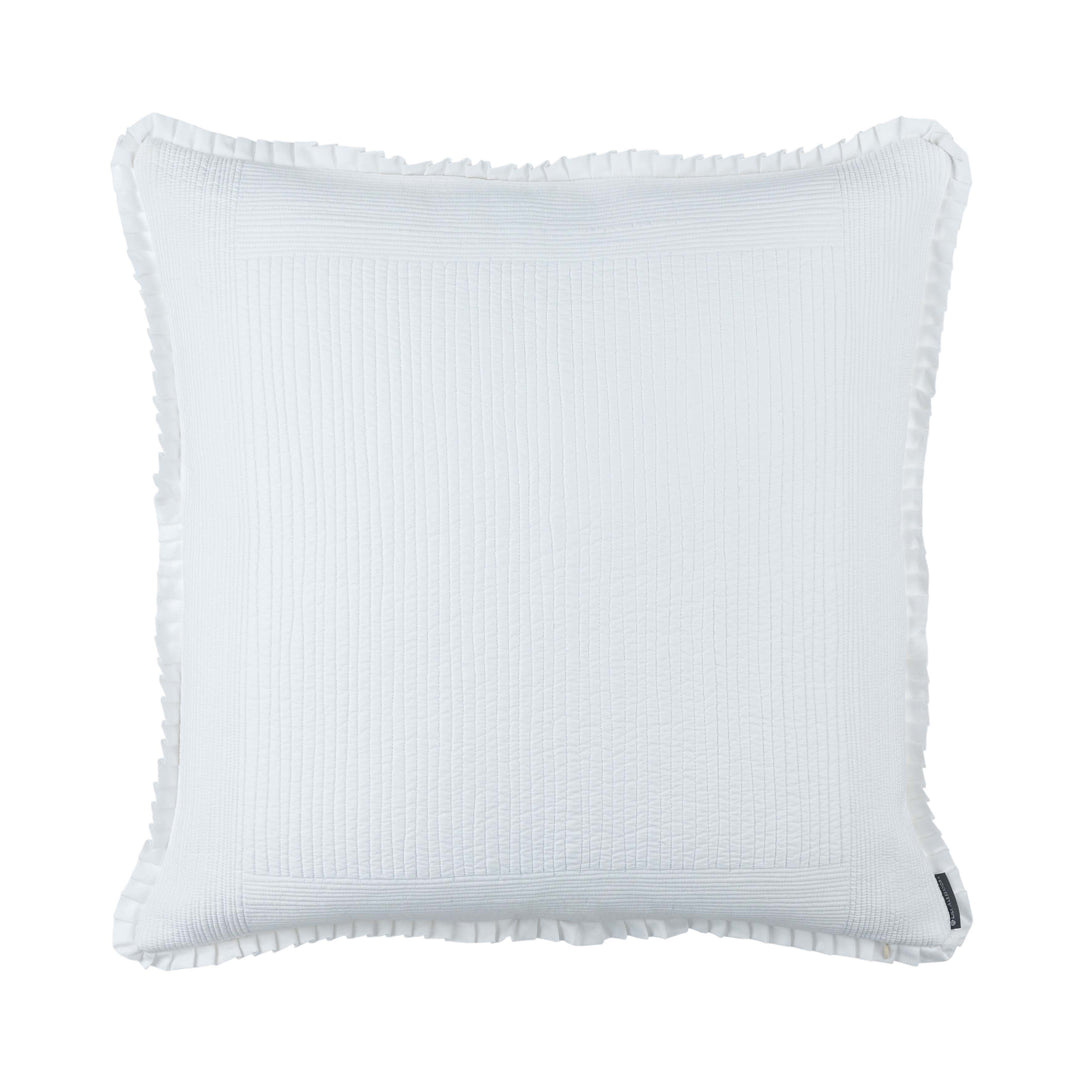 Battersea White Cotton Quilted Euro Pillow Throw Pillows By Lili Alessandra
