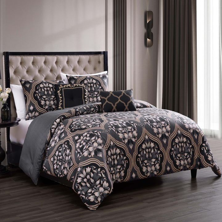 Bebejan Asti Black 100% Cotton 230 Thread Count 5-Piece Reversible Comforter Set Comforter Sets By Bebejan®
