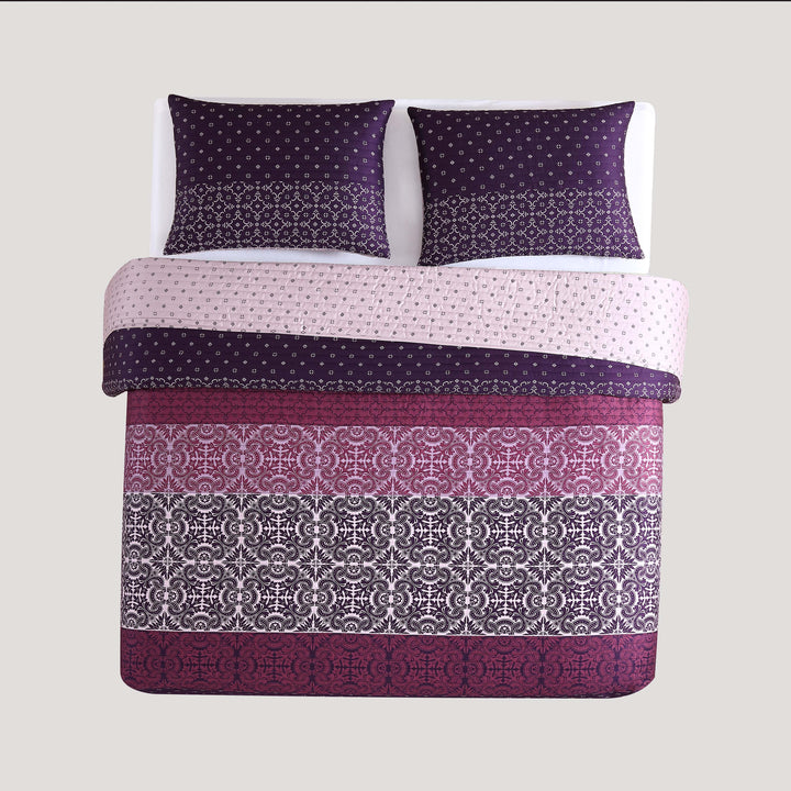 Bebejan Cordon Purple 100% Cotton 3-Piece Reversible Quilt Set Quilt Sets By Bebejan®