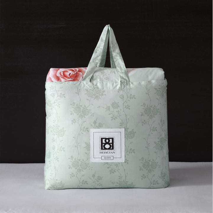 Bebejan Rose on Misty Green 100% Cotton 5-Piece Reversible Comforter Set Comforter Sets By Bebejan®