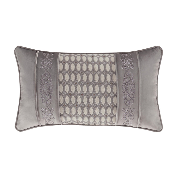 Belvedere Silver Boudoir Decorative Throw Pillow 24" x 14" By J Queen Throw Pillows By J. Queen New York