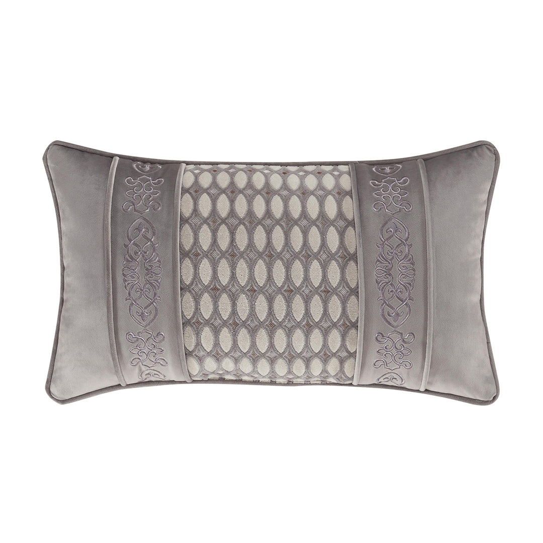Belvedere Silver Boudoir Decorative Throw Pillow 24" x 14" By J Queen Throw Pillows By J. Queen New York