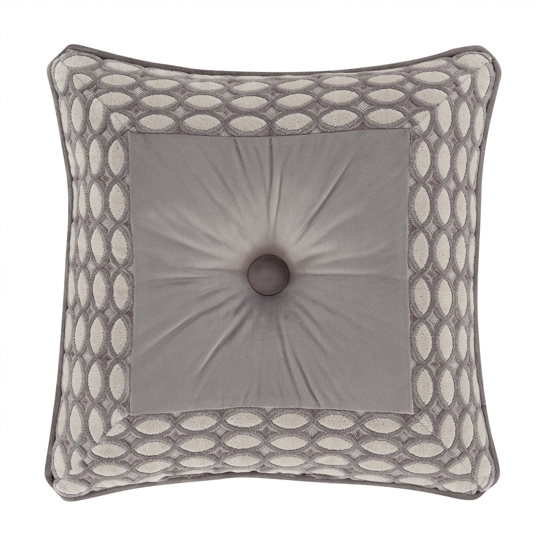 Belvedere Silver Square Embellished Decorative Throw Pillow 18" x 18" By J Queen Throw Pillows By J. Queen New York