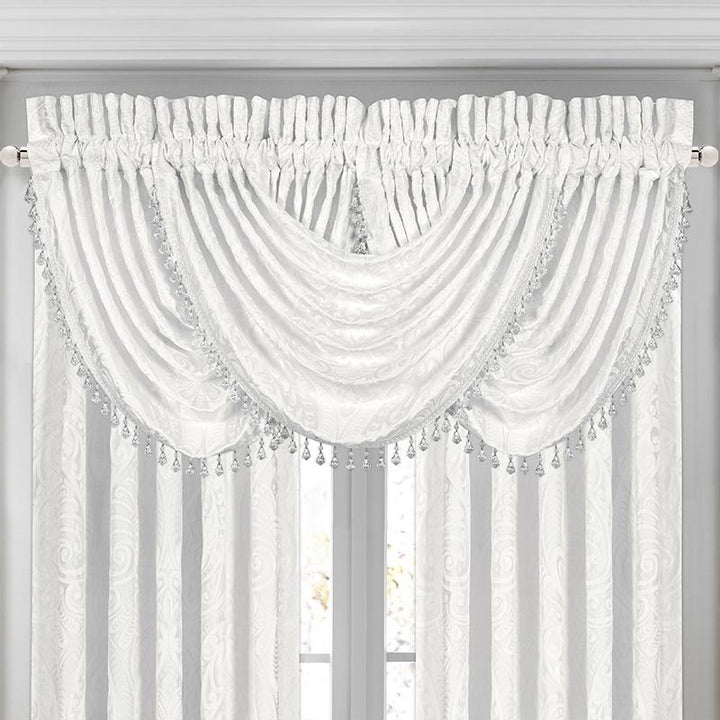 Bianco White Waterfall Window Valance By J Queen Window Valances By J. Queen New York
