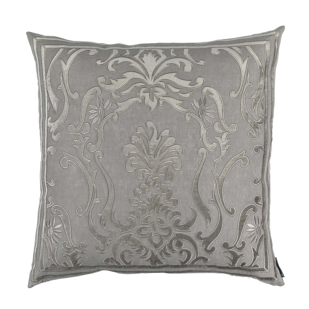 Bloom Grey Louie Matte Velvet Square Decorative Throw Pillow Throw Pillows By Lili Alessandra
