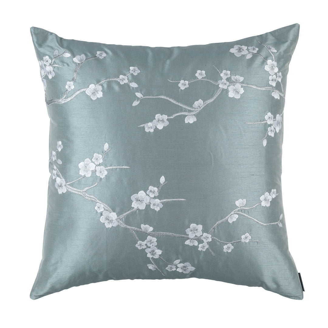 Blossom Blue Venetian Silver Embroidery Euro Pillow Throw Pillows By Lili Alessandra