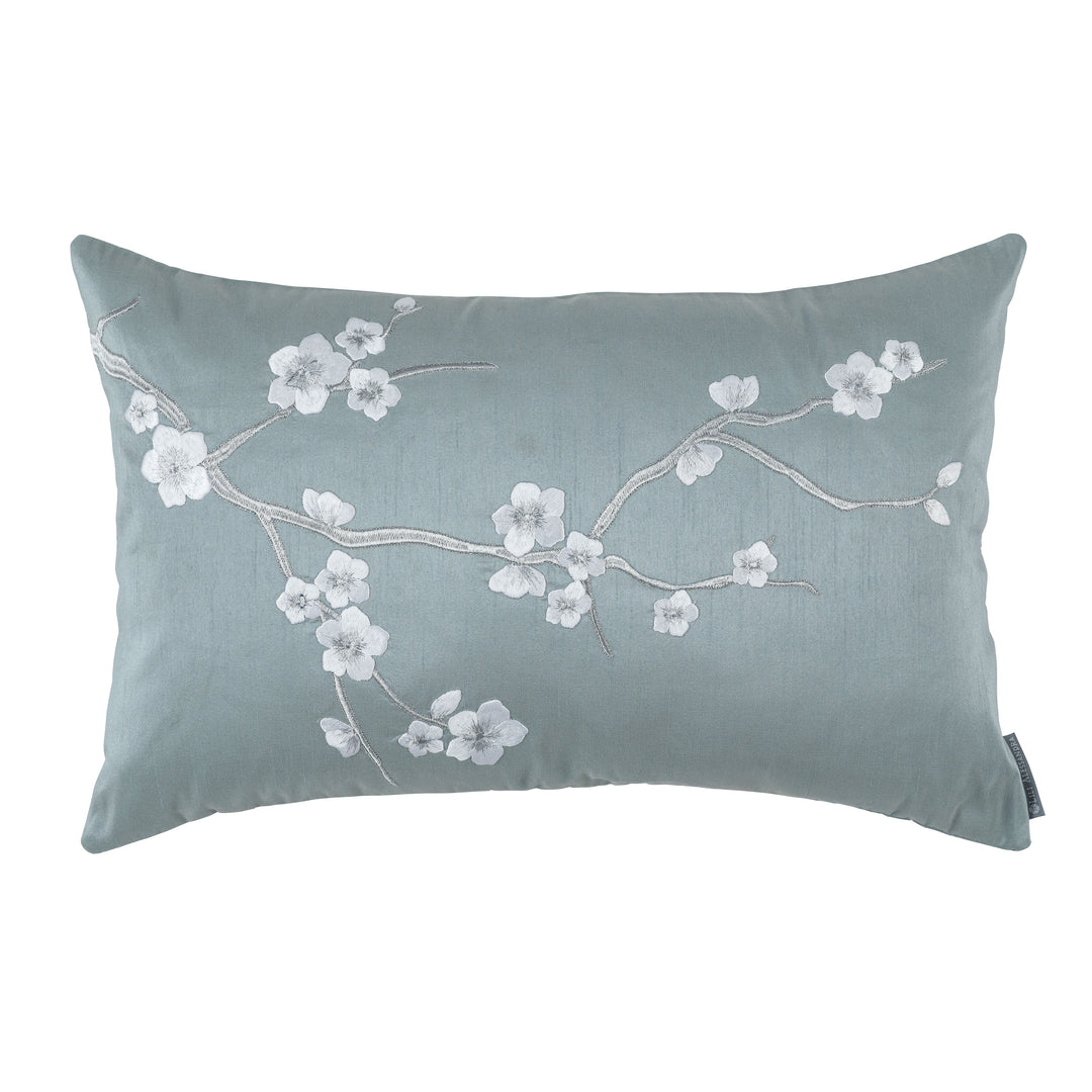 Blossom Blue Venetian Silver Embroidery Small Rectangle Pillow Throw Pillows By Lili Alessandra