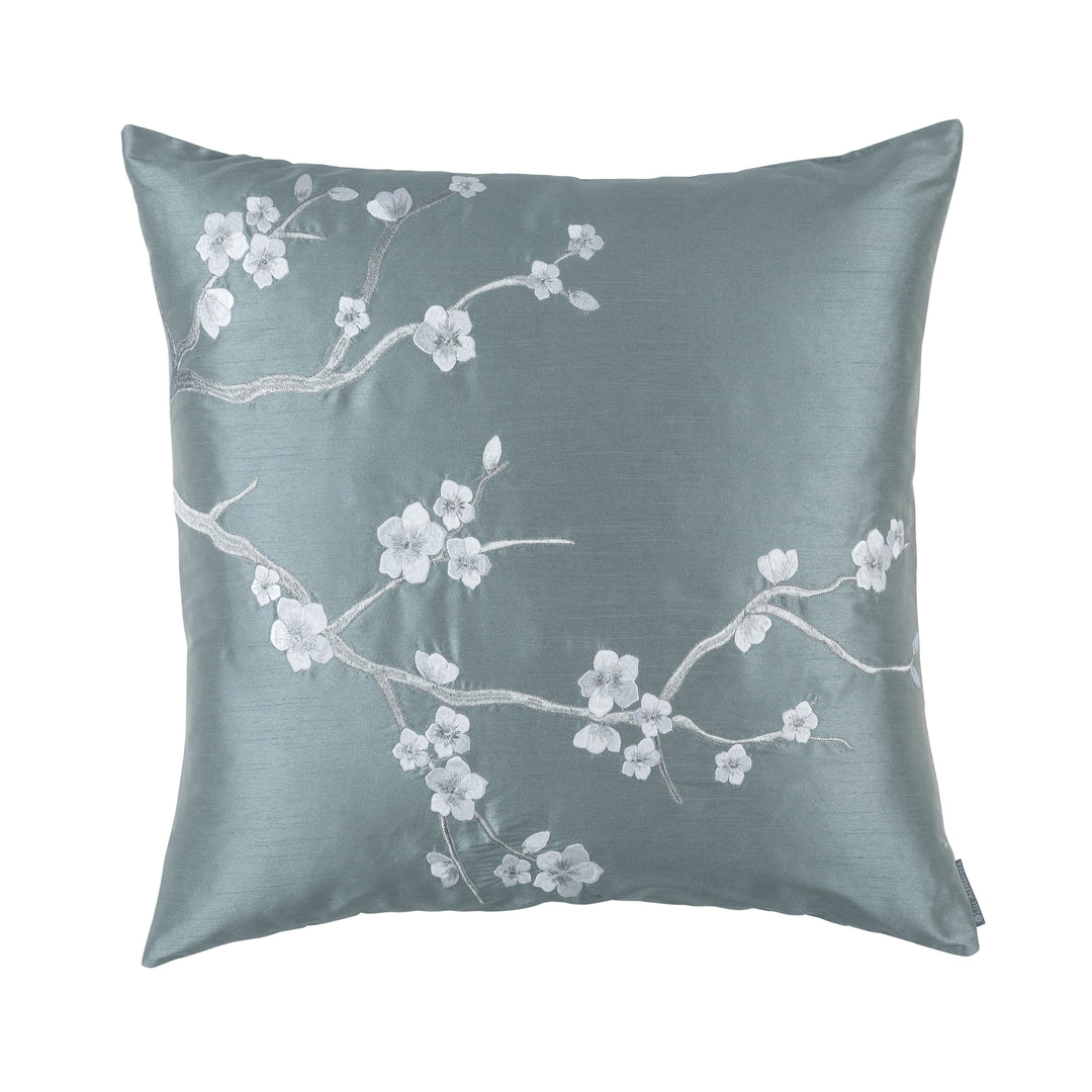 Blossom Blue Venetian Silver Embroidery Square Pillow Throw Pillows By Lili Alessandra