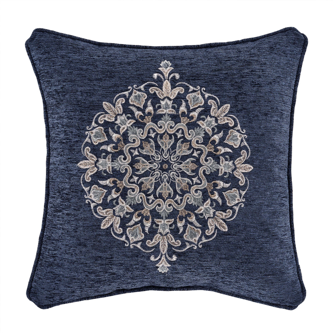 Botticelli Navy Embellished Decorative Throw Pillow 18" x 18" By J Queen Throw Pillows By J. Queen New York