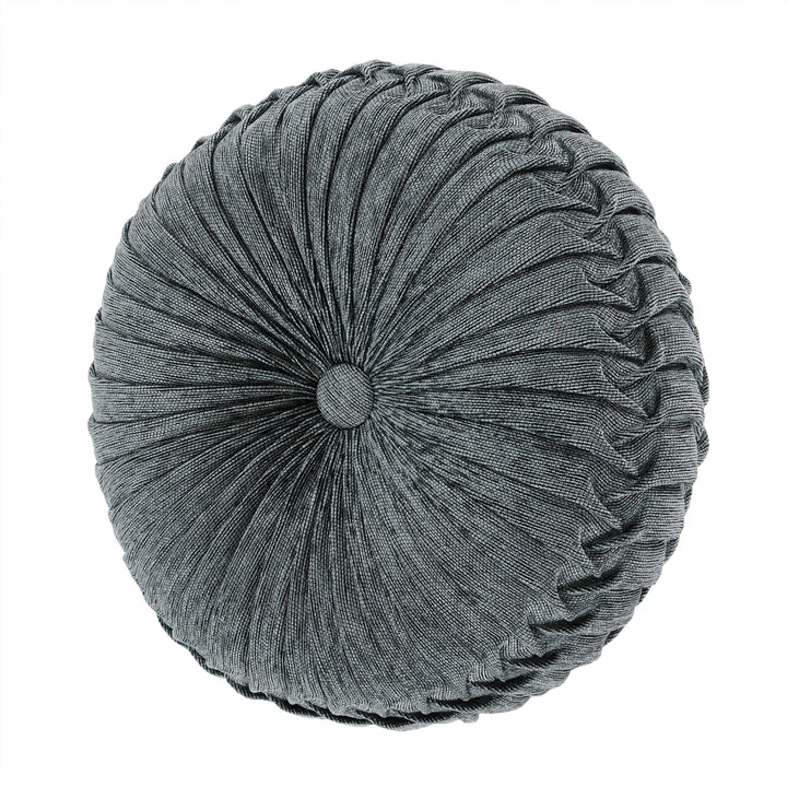 Botticelli Navy Tufted Round Decorative Throw Pillow 15" x 15" By J Queen Throw Pillows By J. Queen New York