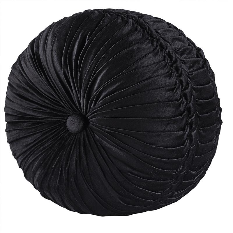 Bradshaw Black Tufted Round Decorative Throw Pillow By J Queen Throw Pillows By J. Queen New York