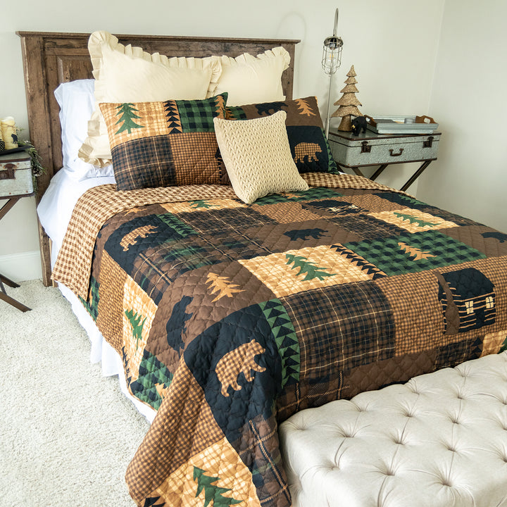 Brown Bear Cabin 3-Piece Quilt Set Quilt Sets By Donna Sharp