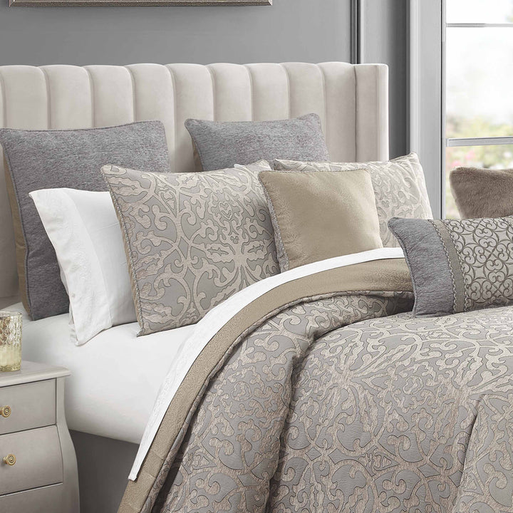 Carrick Silver/Gold 6 Piece Comforter Set Comforter Sets By Waterford