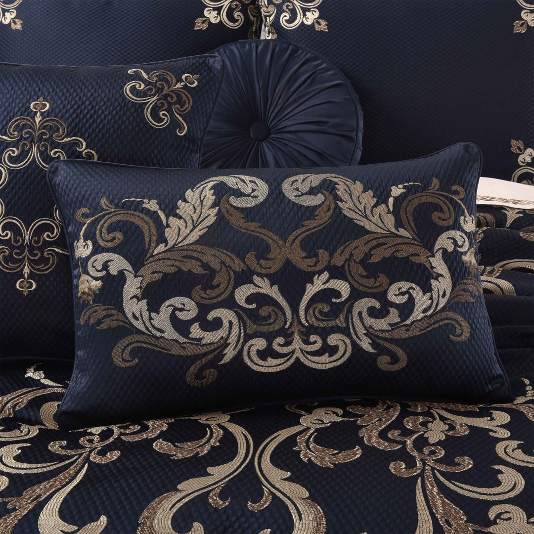 Caruso Blue Boudoir Decorative Throw Pillow 23" x 14" Throw Pillows By J. Queen New York