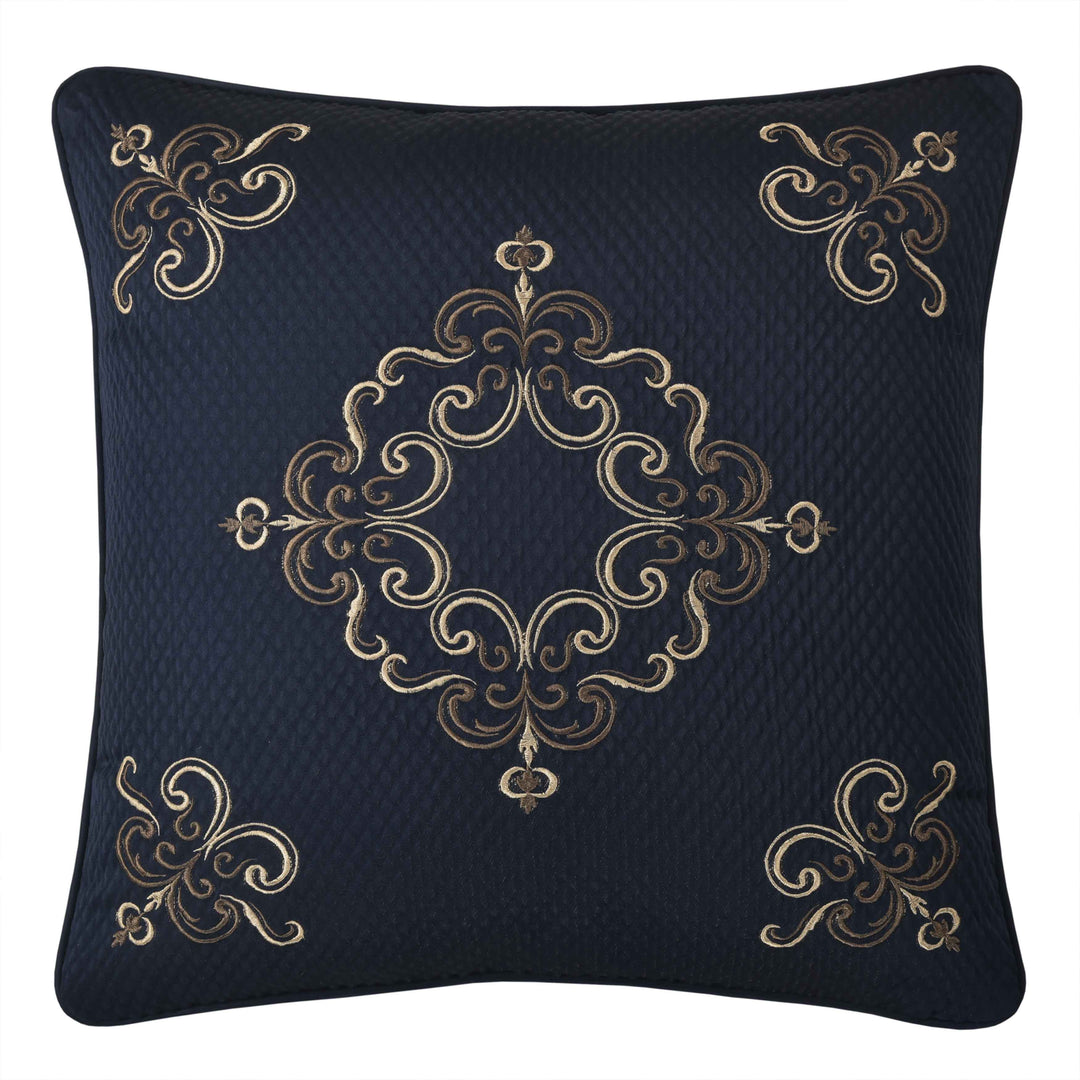 Caruso Blue Square Embellished Decorative Throw Pillow 18" x 18" Throw Pillows By J. Queen New York