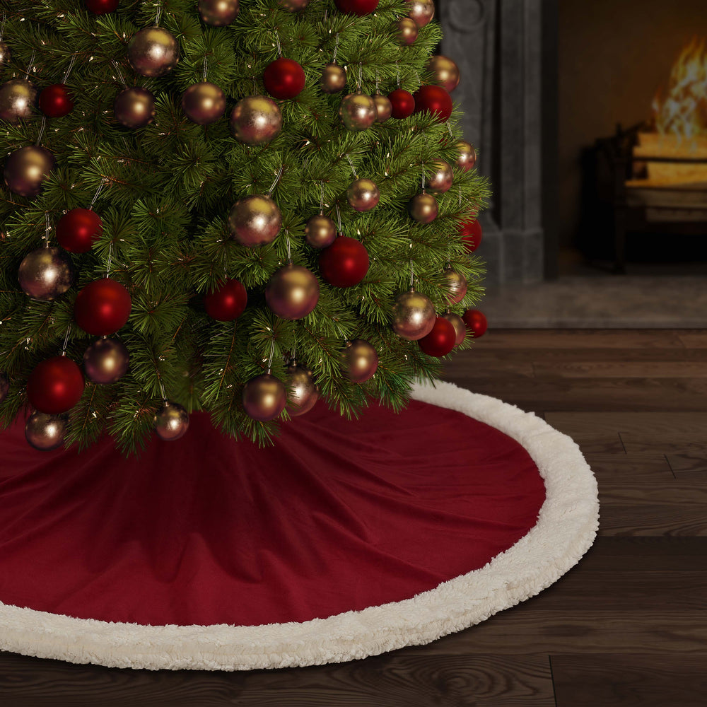 Casey Sherpa Crimson Christmas Tree Skirt Christmas Tree Skirt By J. Queen New York
