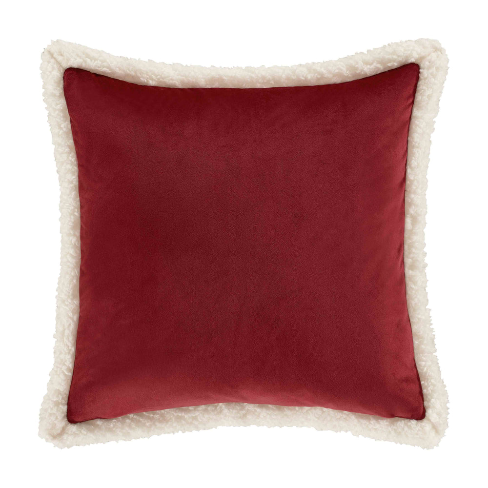 Casey Sherpa Crimson Quilted Square Decorative Throw Pillow 18" x 18" Throw Pillows By J. Queen New York