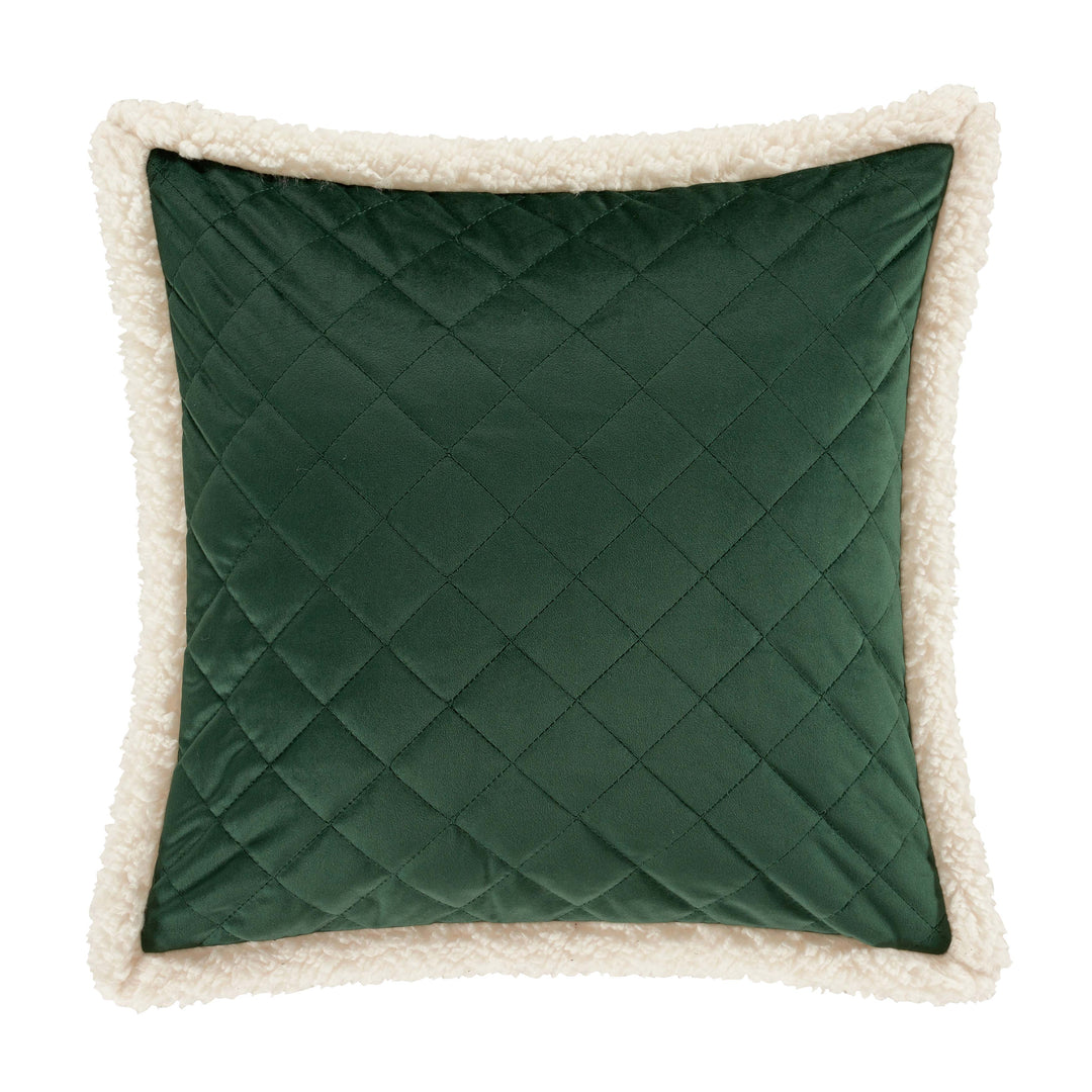 Casey Sherpa Evergreen Square Decorative Throw Pillow 18" x 18" Throw Pillows By J. Queen New York