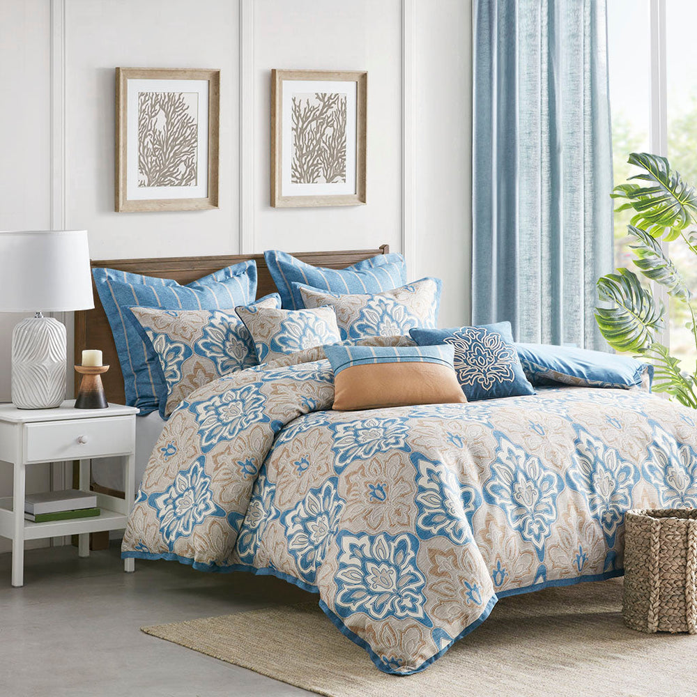 Caspian Blue 9-Piece Comforter Set Comforter Sets By JLA HOME/Olliix (E & E Co., Ltd)