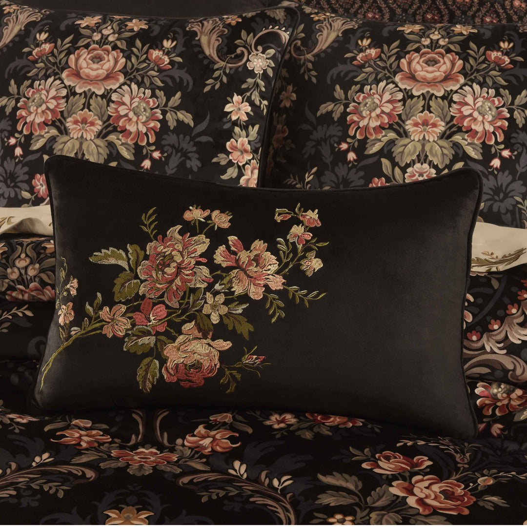 Chanticleer Black Boudoir Decorative Throw Pillow 21" x 13" Throw Pillows By J. Queen New York