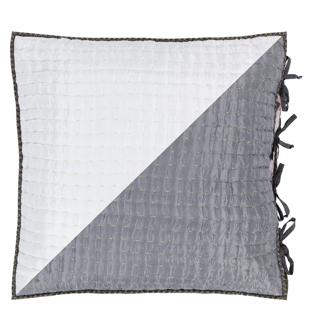Chenevard Chalk & Graphite Silk Euro Pillow Sham Euro Shams By Designers Guild