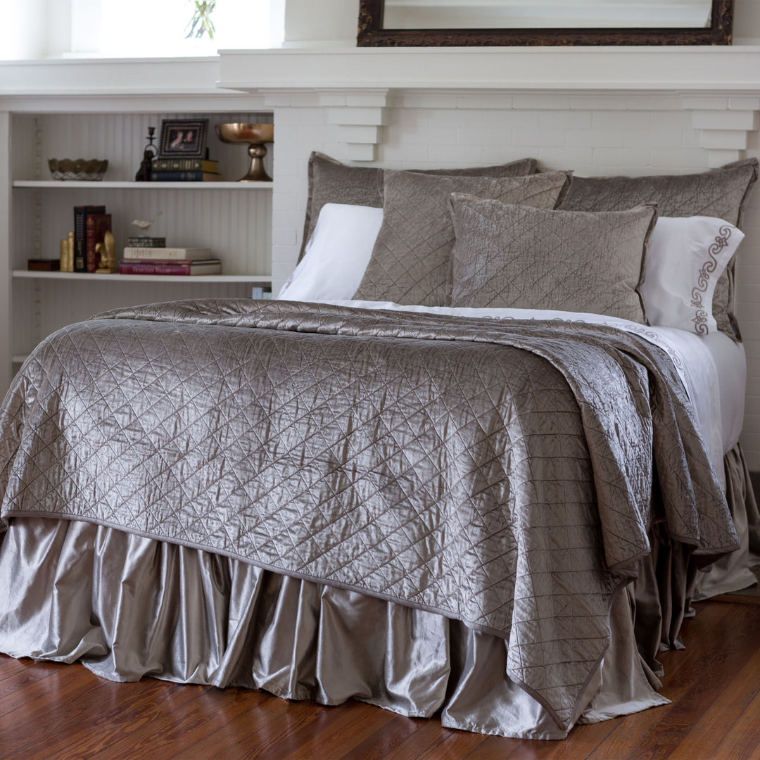 Chloe Fawn Velvet Diamond Quilted Coverlet Coverlet By Lili Alessandra