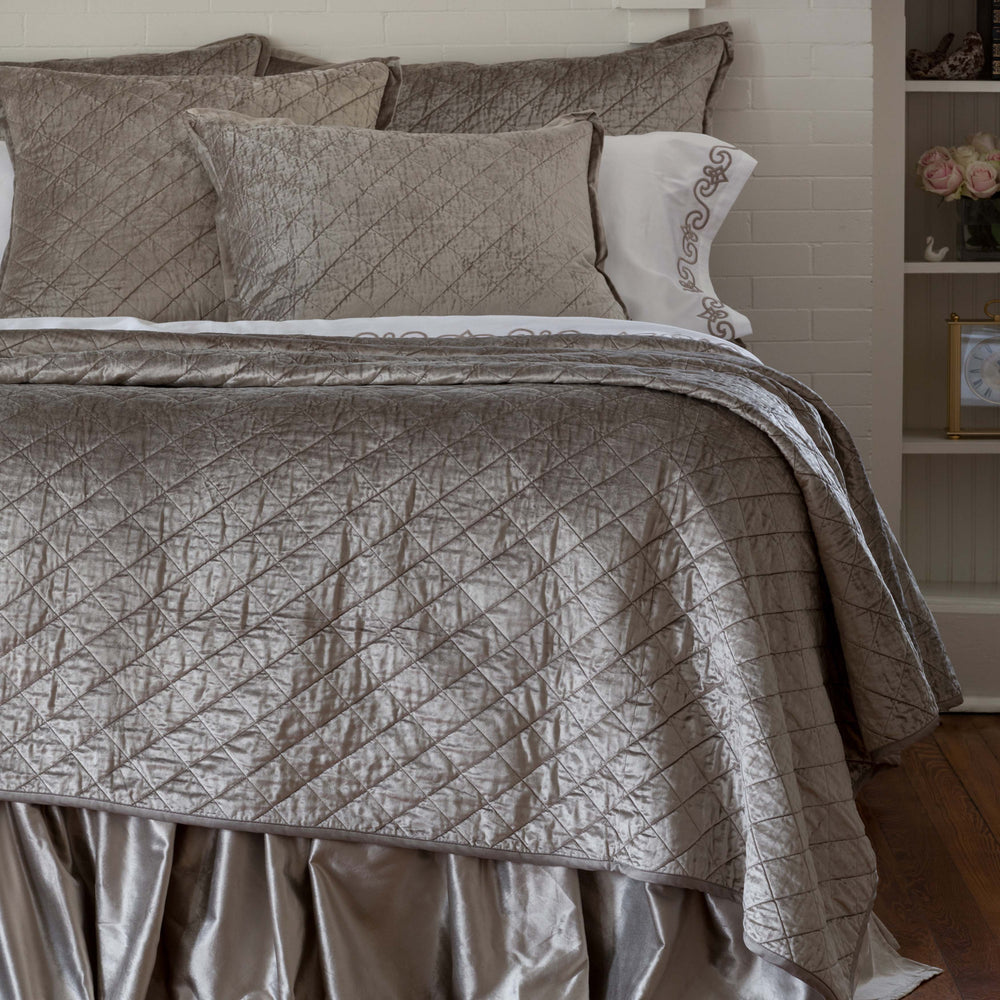 Chloe Fawn Velvet Diamond Quilted Coverlet Coverlet By Lili Alessandra