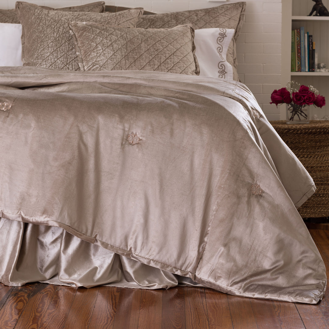 Chloe Champagne Velvet Padded Comforter Comforter Sets By Lili Alessandra