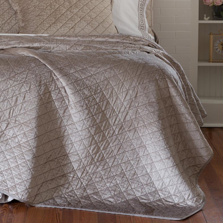 Chlow Champagne Velvet Quilted Coverlet Coverlet By Lili Alessandra