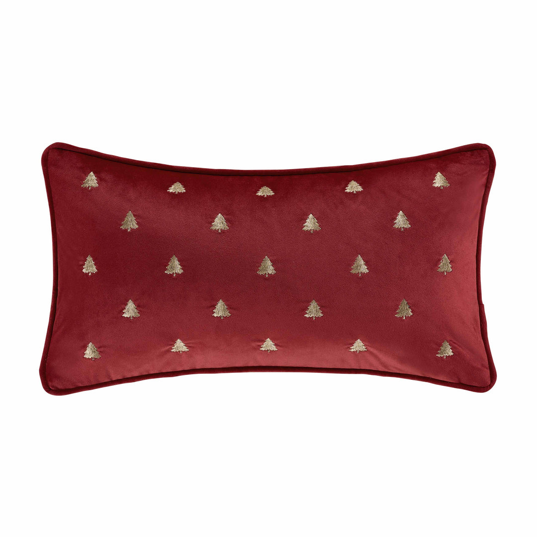Christmas Tree Crimson Boudoir Decorative Throw Pillow 20" x 11" Throw Pillows By J. Queen New York
