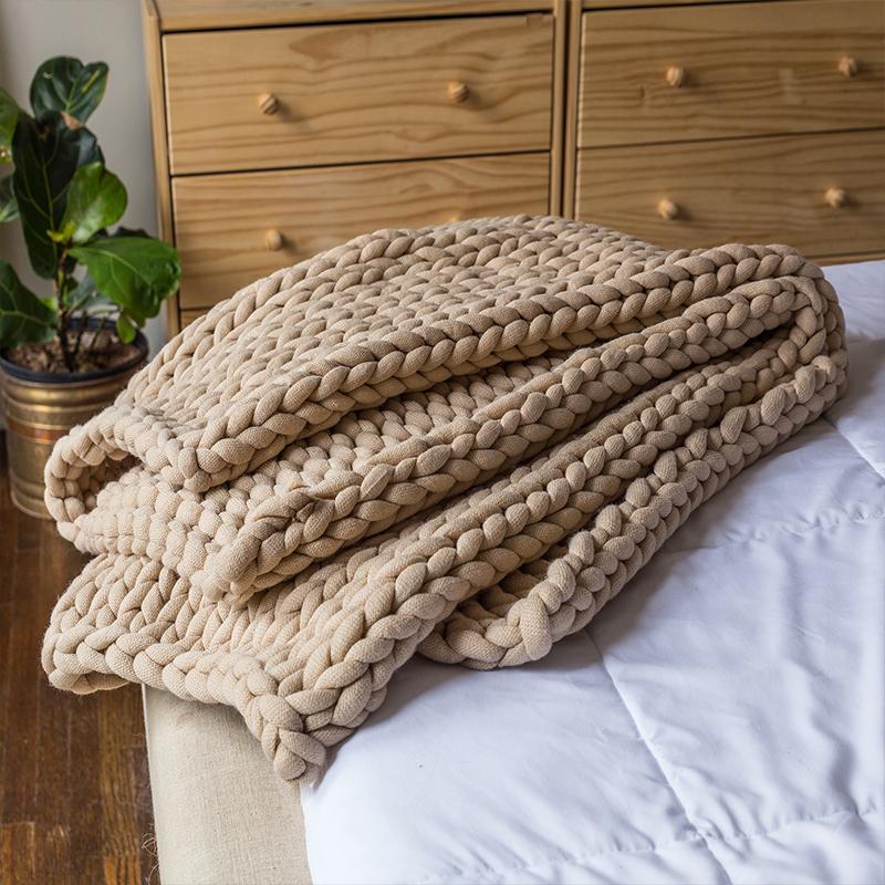 Chunky Taupe Knit Throw Throws By Donna Sharp