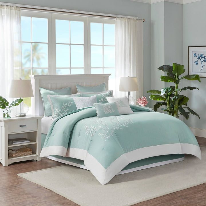 Coastline Aqua 4-Piece Comforter Set Comforter Sets By JLA HOME/Olliix (E & E Co., Ltd)