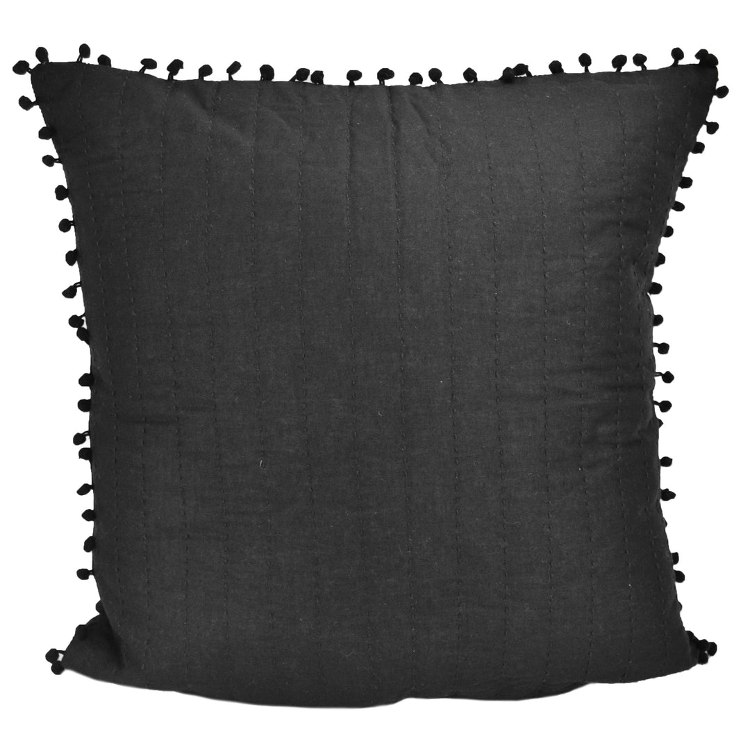 Dawson "Black Pom Pom" Square Decorative Throw Pillow 18" x 18" Throw Pillows By Donna Sharp