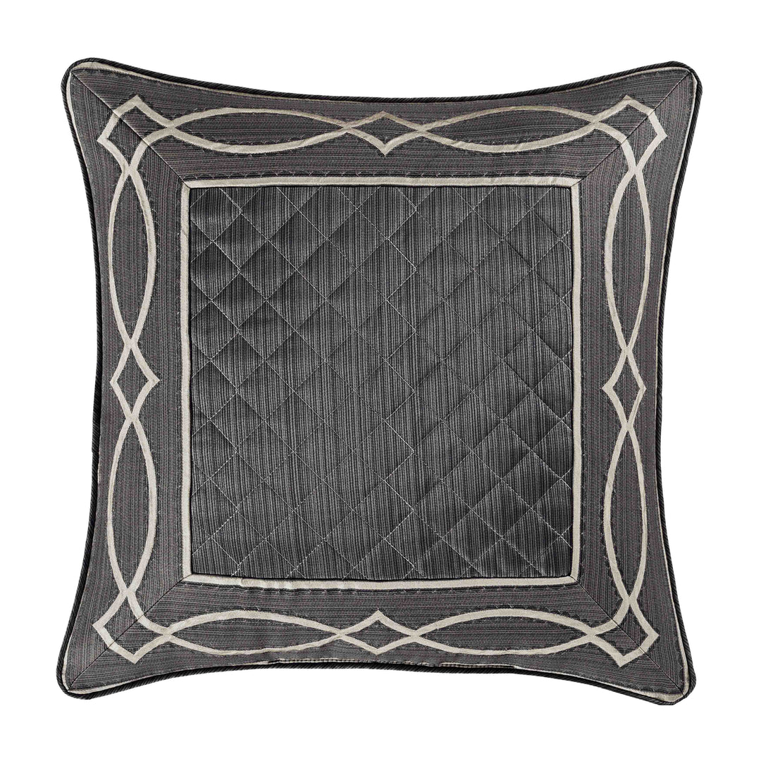 J Queen Deco Charcoal Square Decorative Throw Pillow 20" x 20" Throw Pillows By J. Queen New York